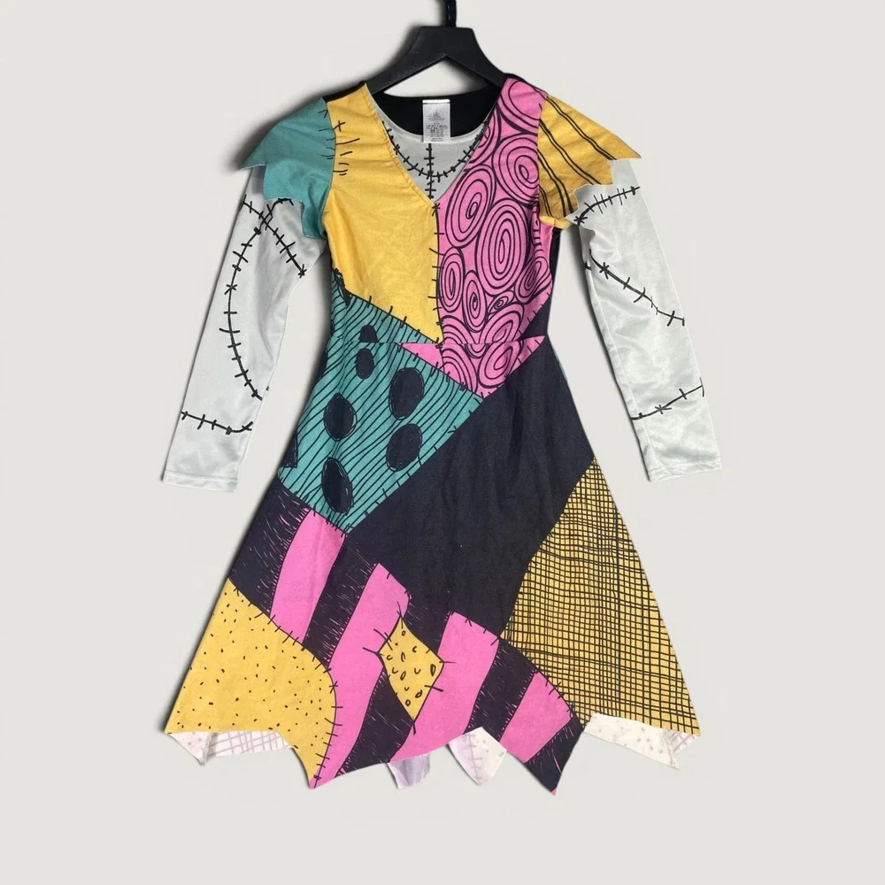 Disney Nightmare Before Christmas Sally Patchwork Costume Dress Girls 9/10 Pink